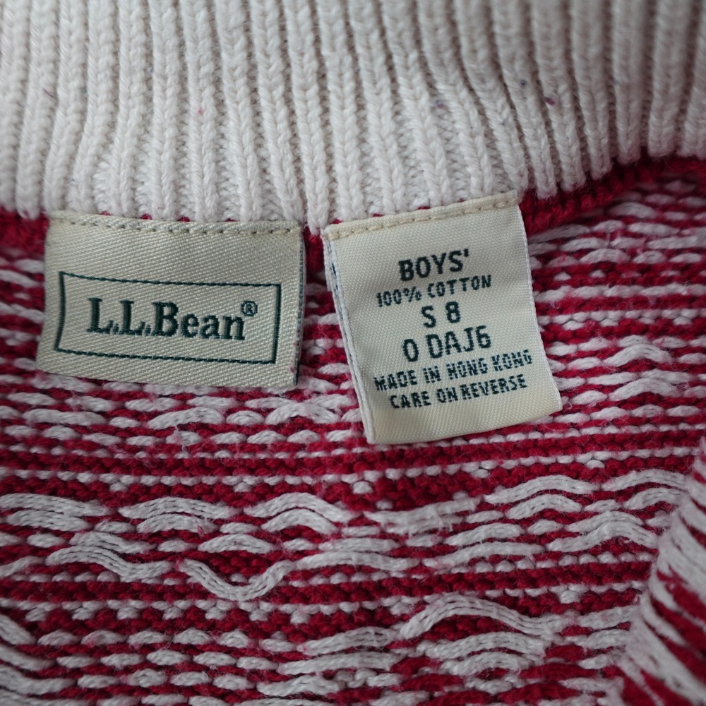 Vintage‎ LL Bean Sweater Boys Size 8 Red Nordic Fair Isle Snowflake 1/4 Zip - Picture 3 of 10
